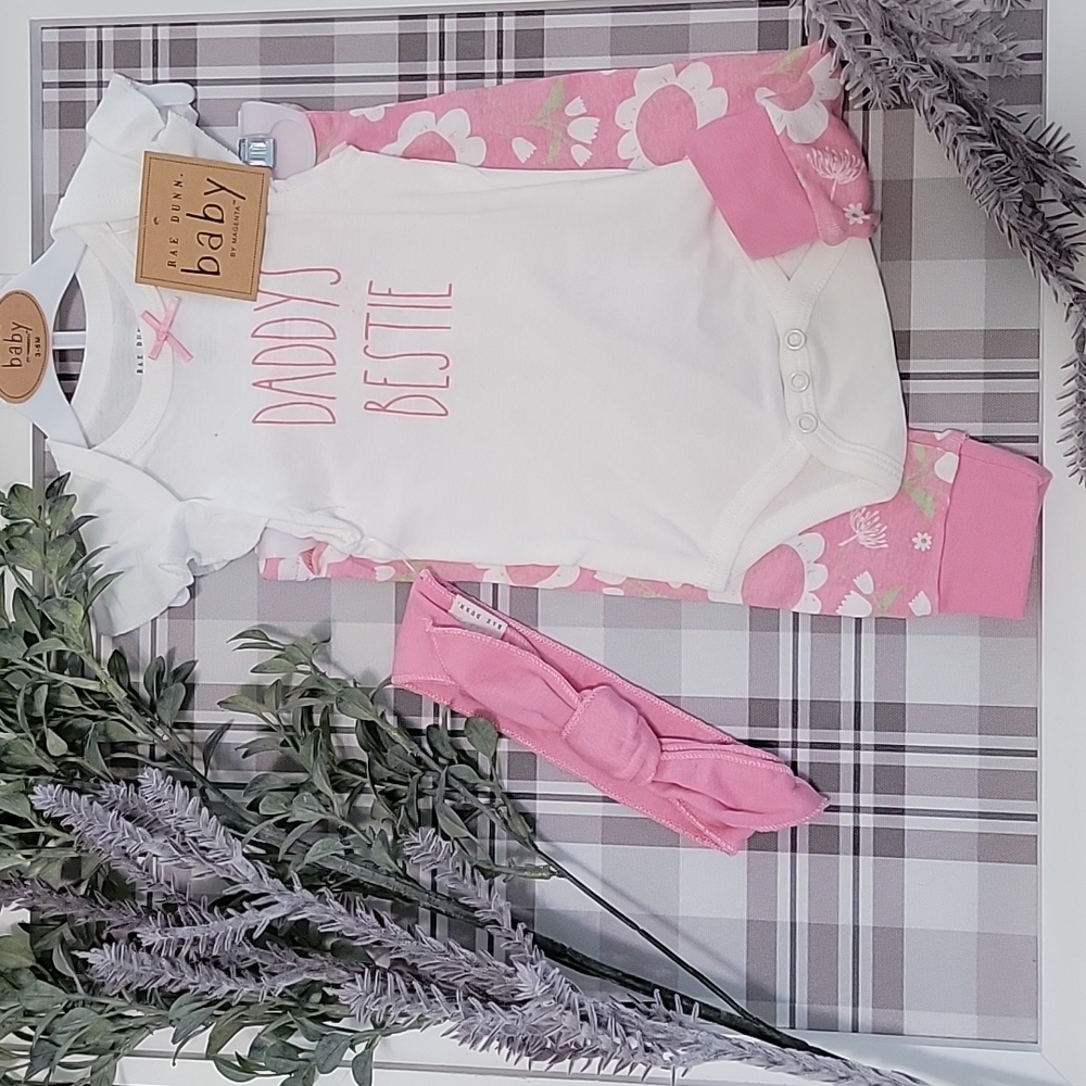 Rae Dunn baby 3 - 6 month "Daddy's Bestie" 3 Piece Set